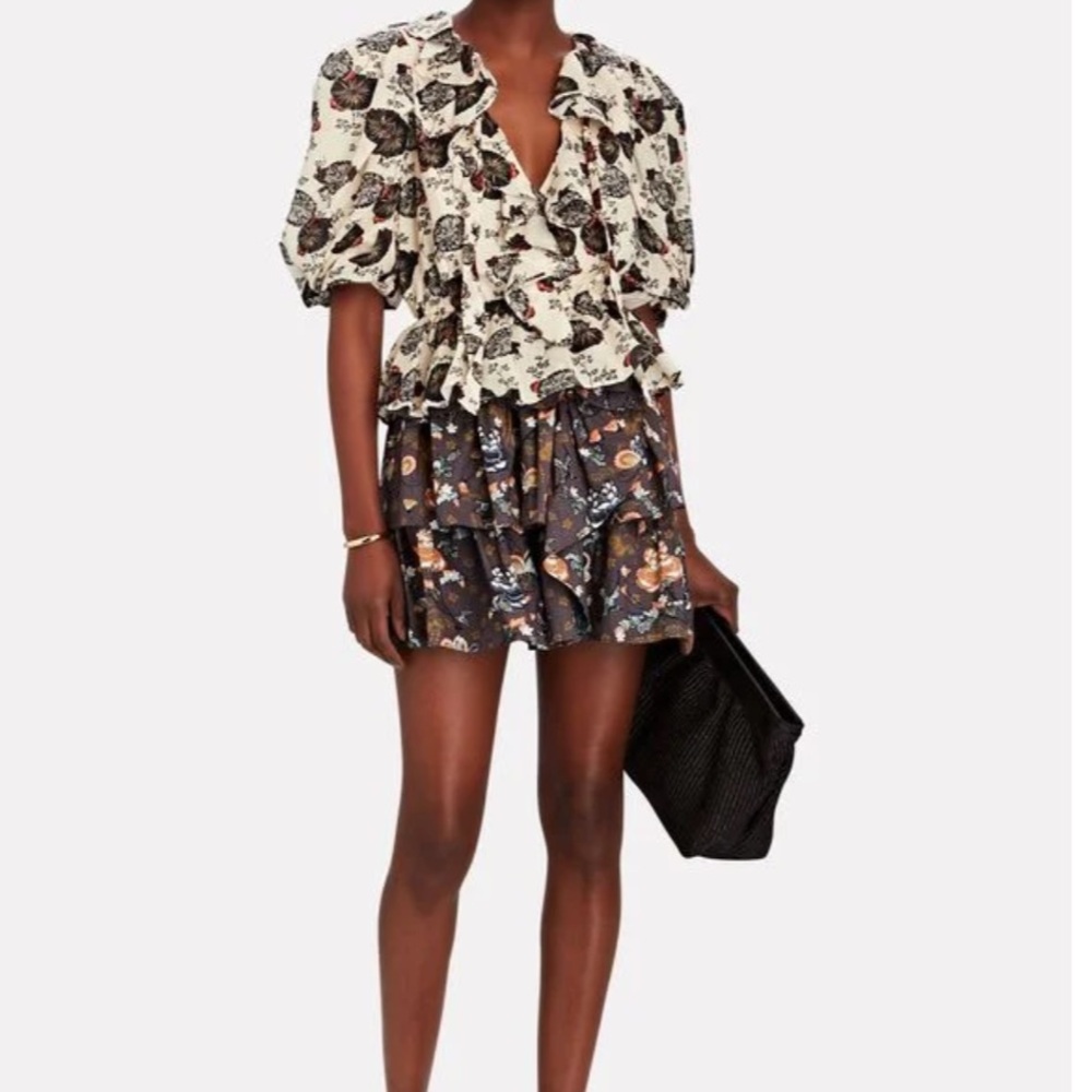 Ulla Johnson Nadya Blouse in Gardenia Floral Size 8